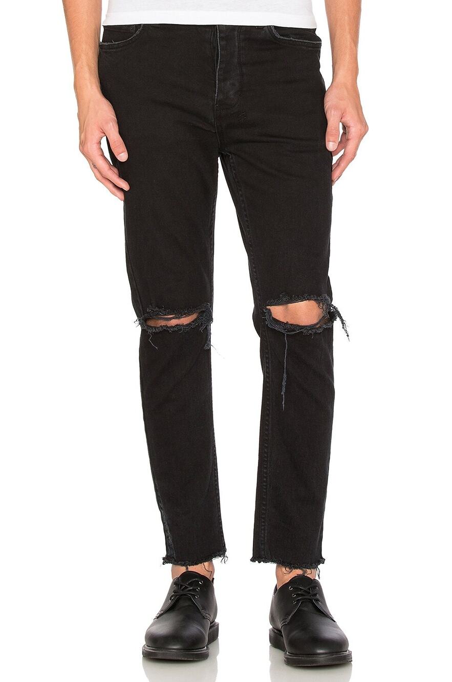 Ksubi Chitch Chop Black Beard Button Fly Raw Hem Distressed Jeans Mens Size 30